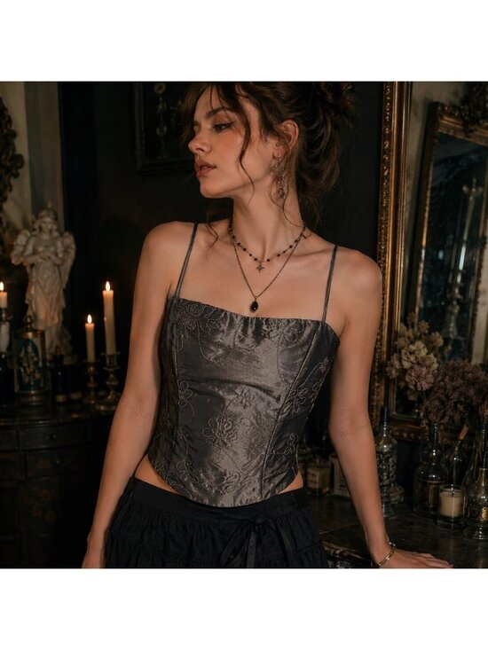 J.R. Nites By Caliendo Tops - J.R. Nites By Caliendo Embroidered Corset Sz 10 Y2K Witchy Goth Whimsy Coquette